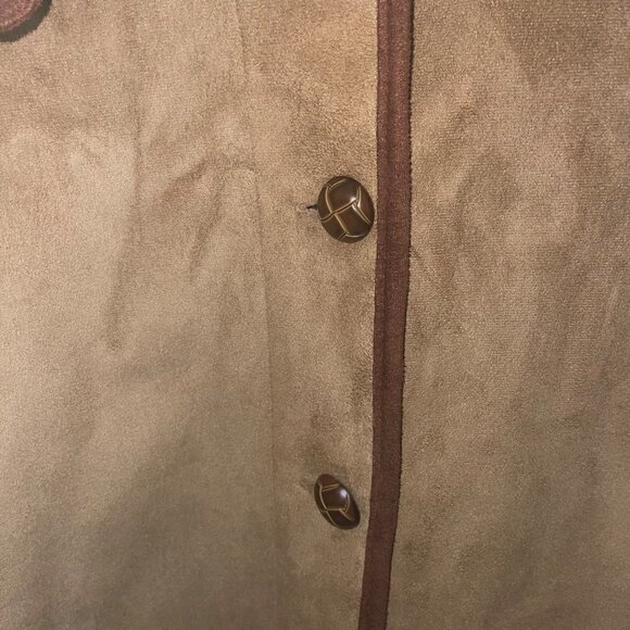 Orvis Womens Jacket Size Large Tan Faux Suede Leather Fleece Lined Winter - Picture 5 of 10